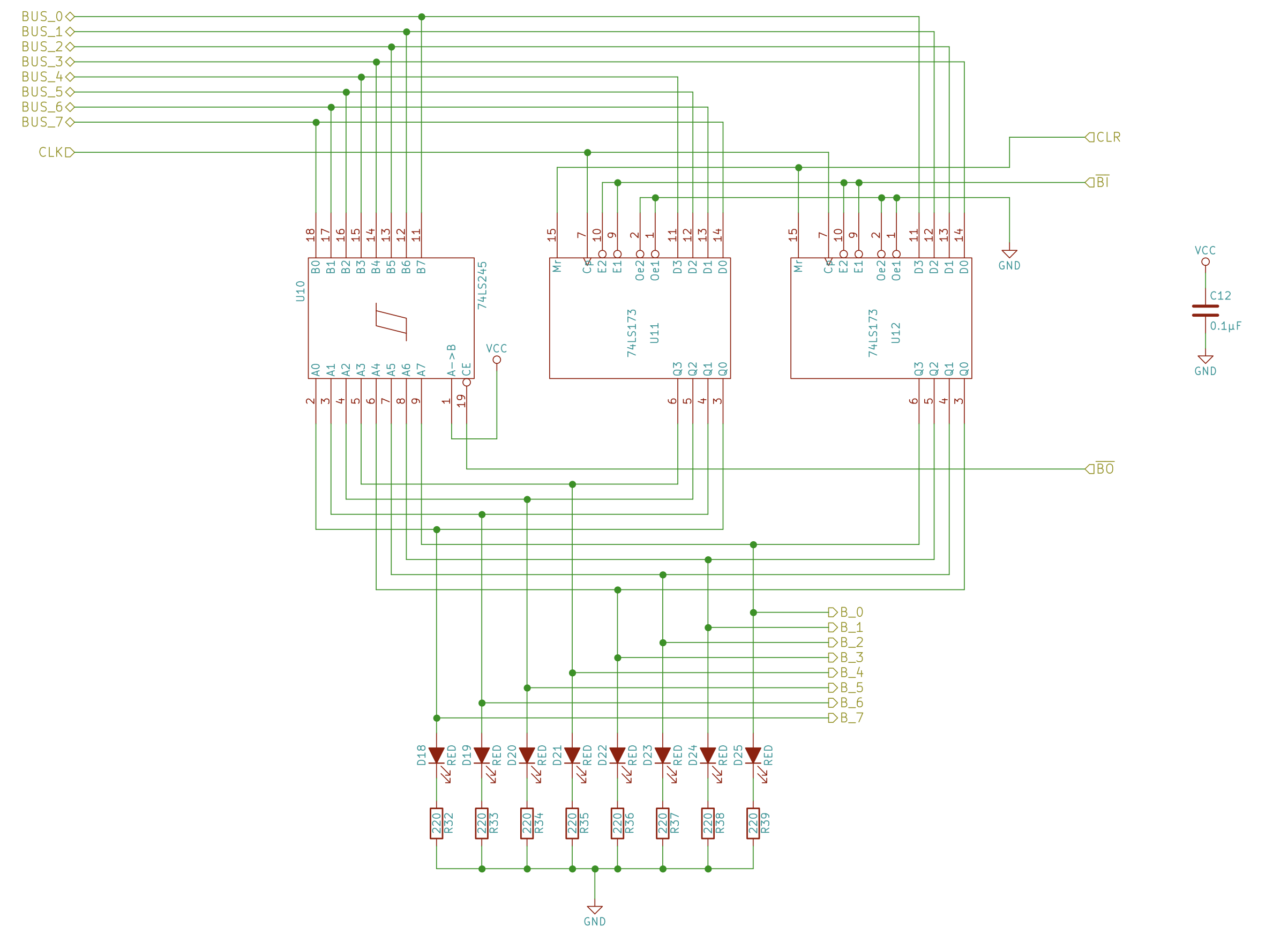 Schematic of the B register — same topology as the A register, used as the ALU's second operand.